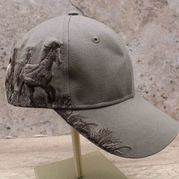 Vintage Wild Life Series Dri Duck Hat Cap Mens Brown Horses Embroidered Rare 90s - Picture 1 of 9